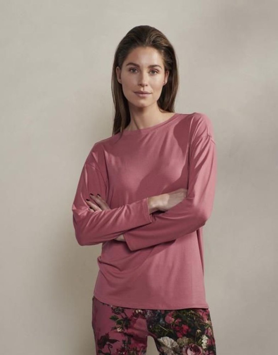 Shirts En Tops | ESSENZA Shirts En Tops Essenza Denna Uni Magnolia Pink Top Lange Mouw M