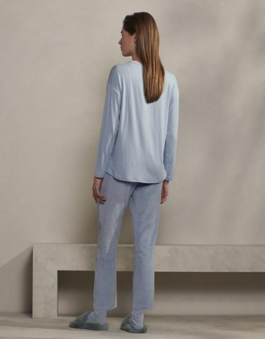 Shirts En Tops | ESSENZA Shirts En Tops Essenza Denna Uni Soft Chambray Top Lange Mouw Xxl