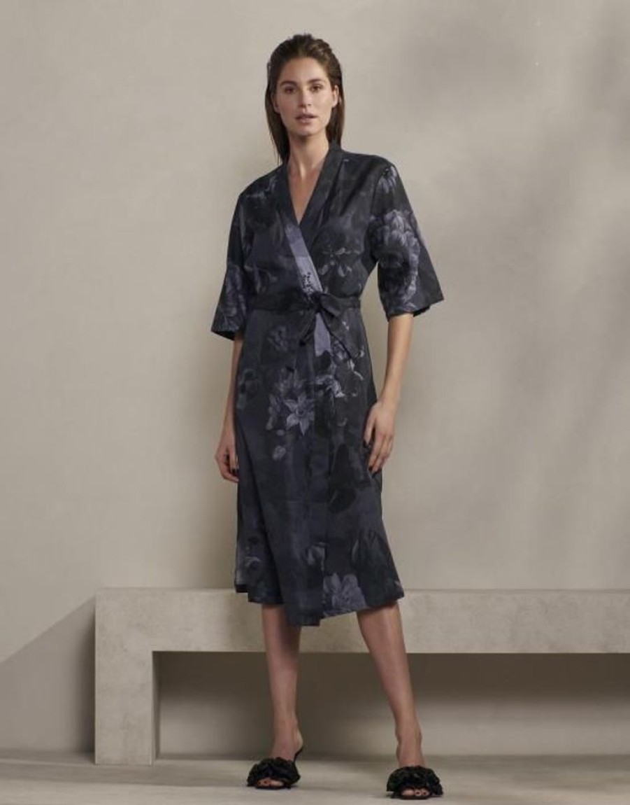 Kimono'S | ESSENZA Kimono'S Essenza Sarai Flora Nightblue Kimono L