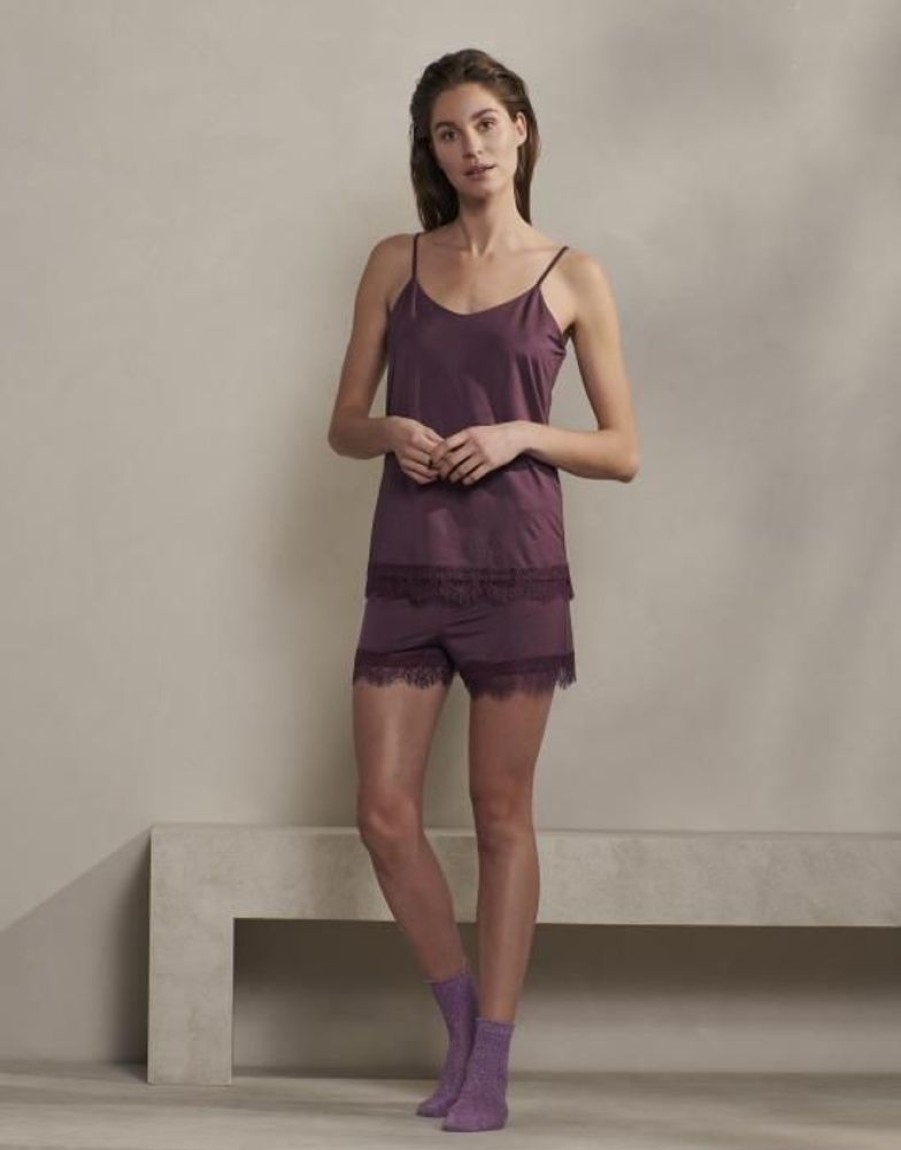 Broeken | ESSENZA Broeken Essenza Natalie Uni Plum Wine Shorts L