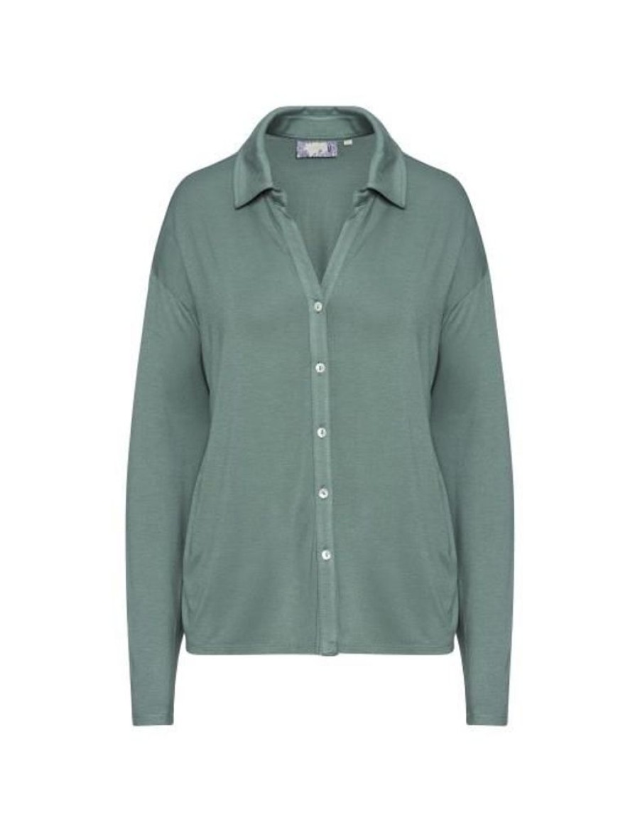 Shirts En Tops | ESSENZA Shirts En Tops Essenza Kae Uni Reef Green Top Lange Mouw L