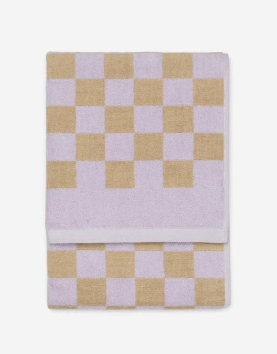 Handdoeken | Marc O'Polo Handdoeken Marc O'Polo Checker Lila Handdoek 50 X 100 Cm