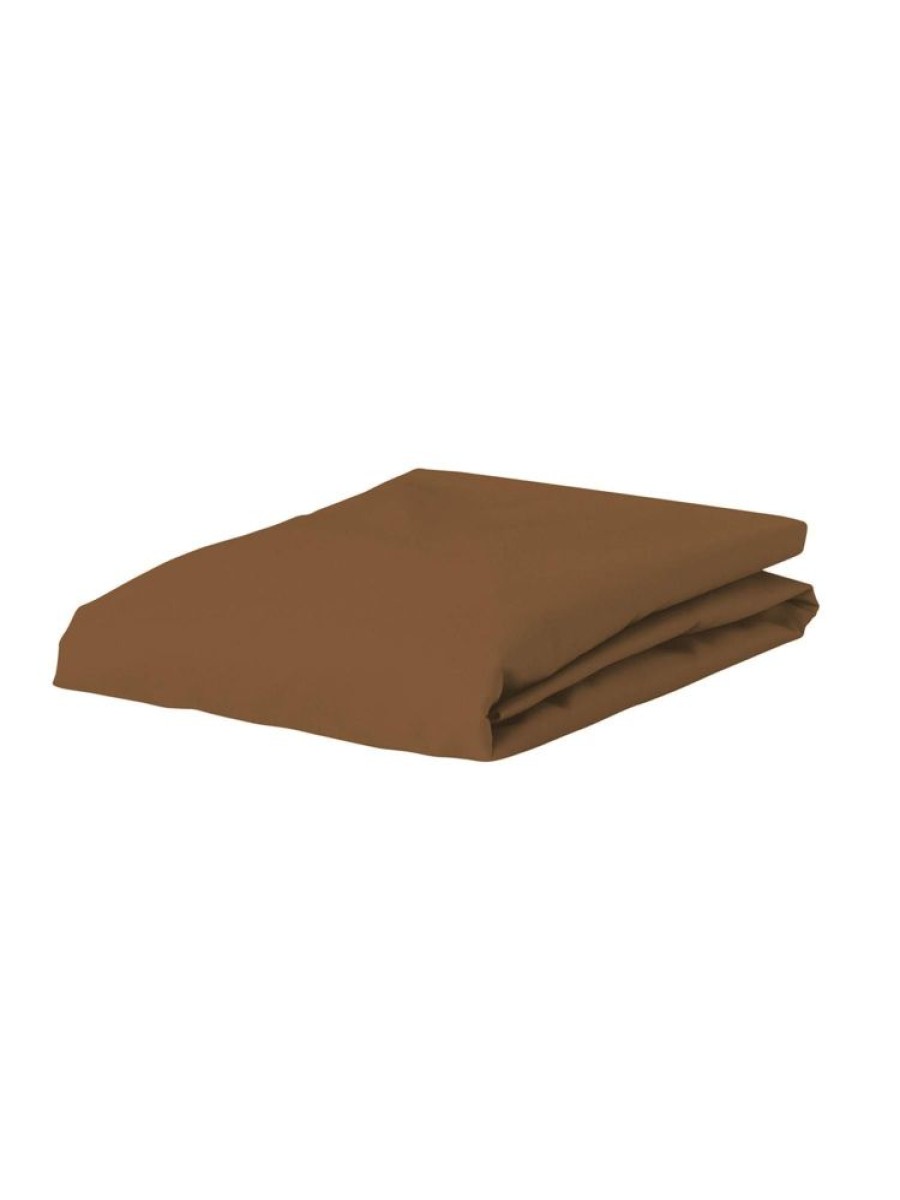 Hoeslakens | ESSENZA Hoeslakens Essenza The Perfect Organic Jersey Hoeslaken Leather Brown 180-200 X 200-220 Cm