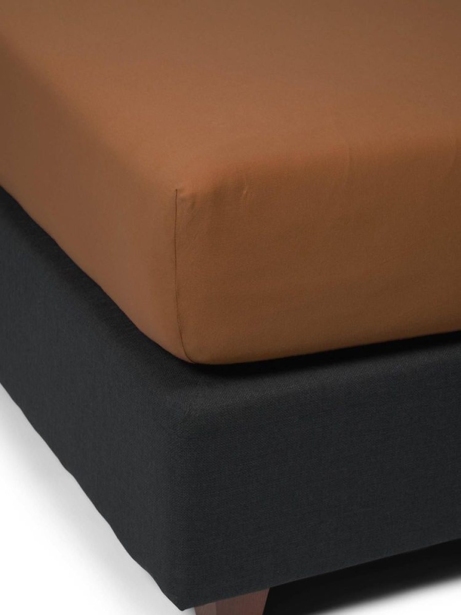 Hoeslakens | ESSENZA Hoeslakens Essenza The Perfect Organic Jersey Hoeslaken Leather Brown 180-200 X 200-220 Cm