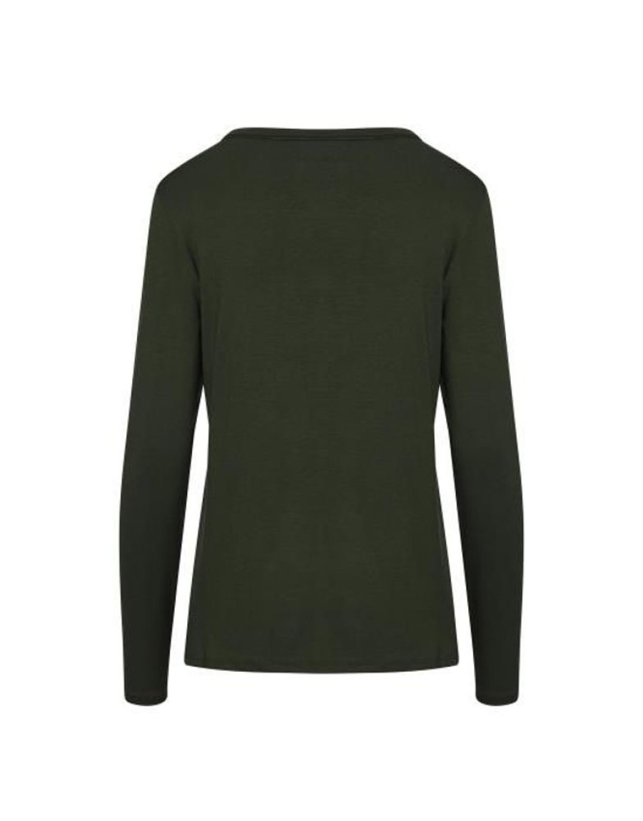 Shirts En Tops | ESSENZA Shirts En Tops Essenza Eva Uni Forest Green Top Lange Mouw S