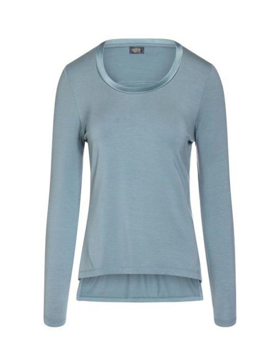 Shirts En Tops | ESSENZA Shirts En Tops Essenza Luyza Uni Majestic Blue Top Lange Mouw L