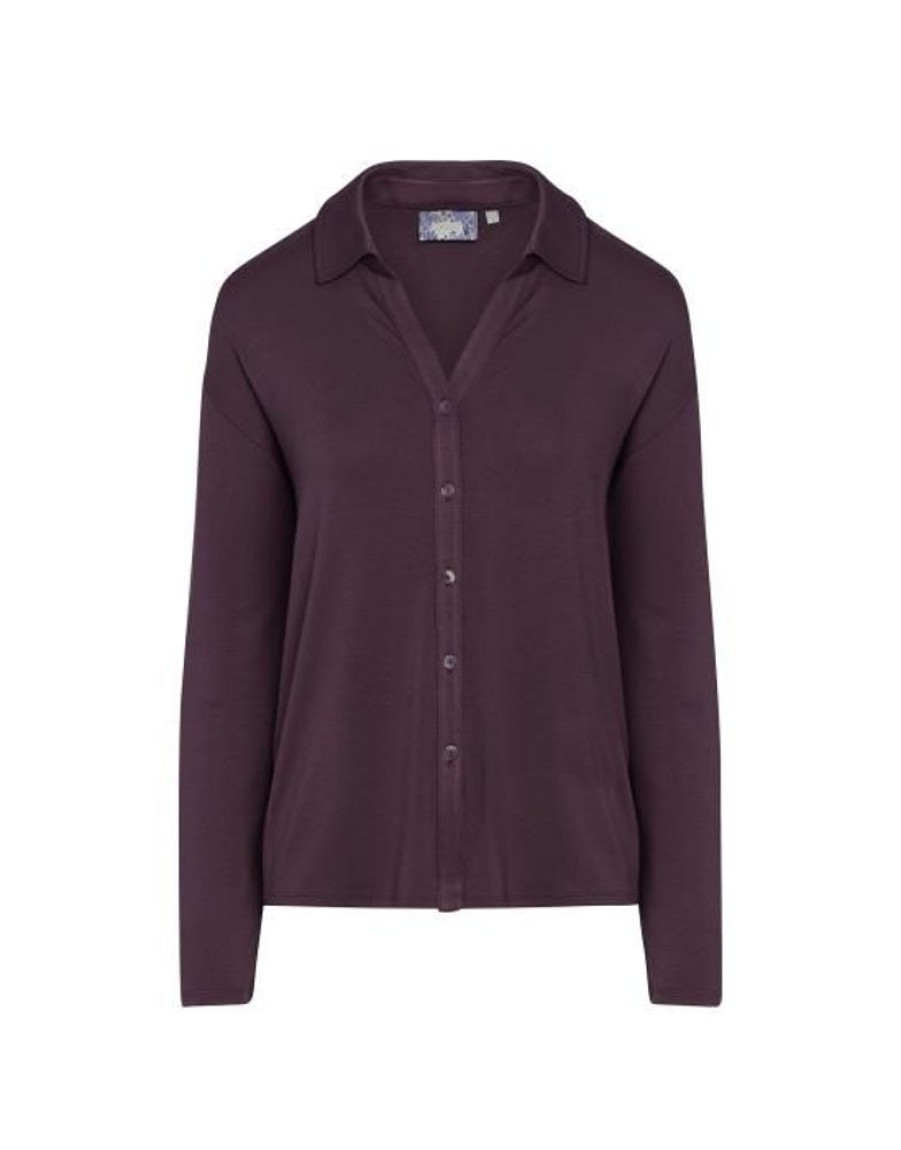 Shirts En Tops | ESSENZA Shirts En Tops Essenza Kae Uni Plum Wine Top Lange Mouw Xl