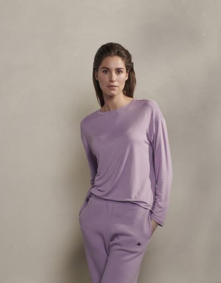 Shirts En Tops | ESSENZA Shirts En Tops Essenza Denna Uni Purple Violet Top Lange Mouw S