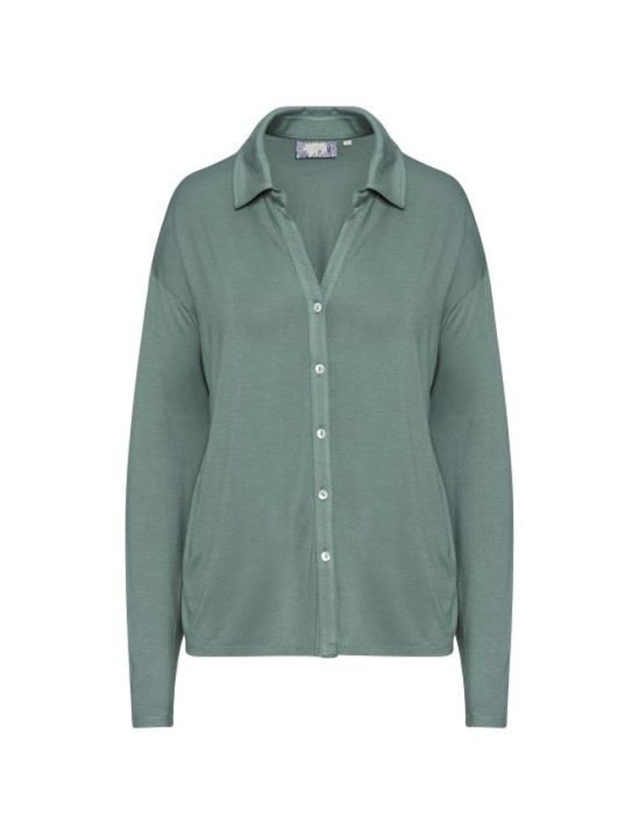 Shirts En Tops | ESSENZA Shirts En Tops Essenza Kae Uni Reef Green Top Lange Mouw M