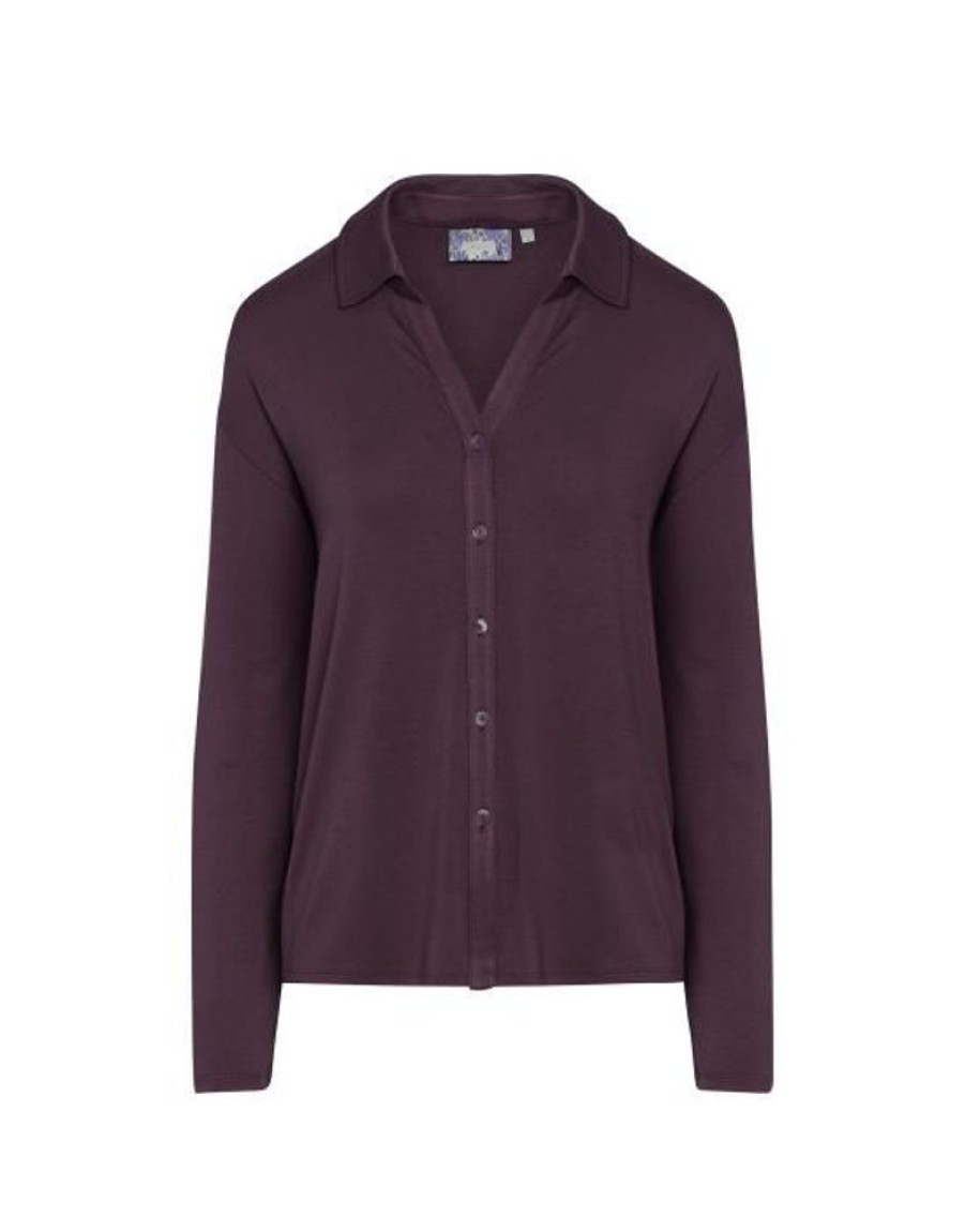 Shirts En Tops | ESSENZA Shirts En Tops Essenza Kae Uni Plum Wine Top Lange Mouw Xxl