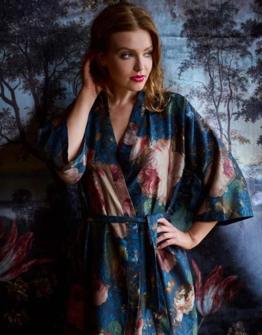 Kimono'S | ESSENZA Kimono'S Essenza Jula Gallery Of Roses Kimono Nightblue L