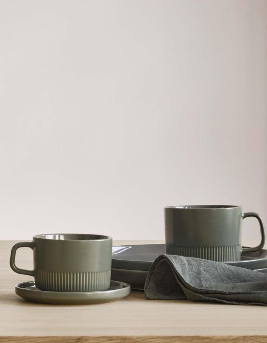 Koffie En Thee | Marc O'Polo Koffie En Thee Marc O'Polo Moments Kop En Schotel Olive Green 20 Cl