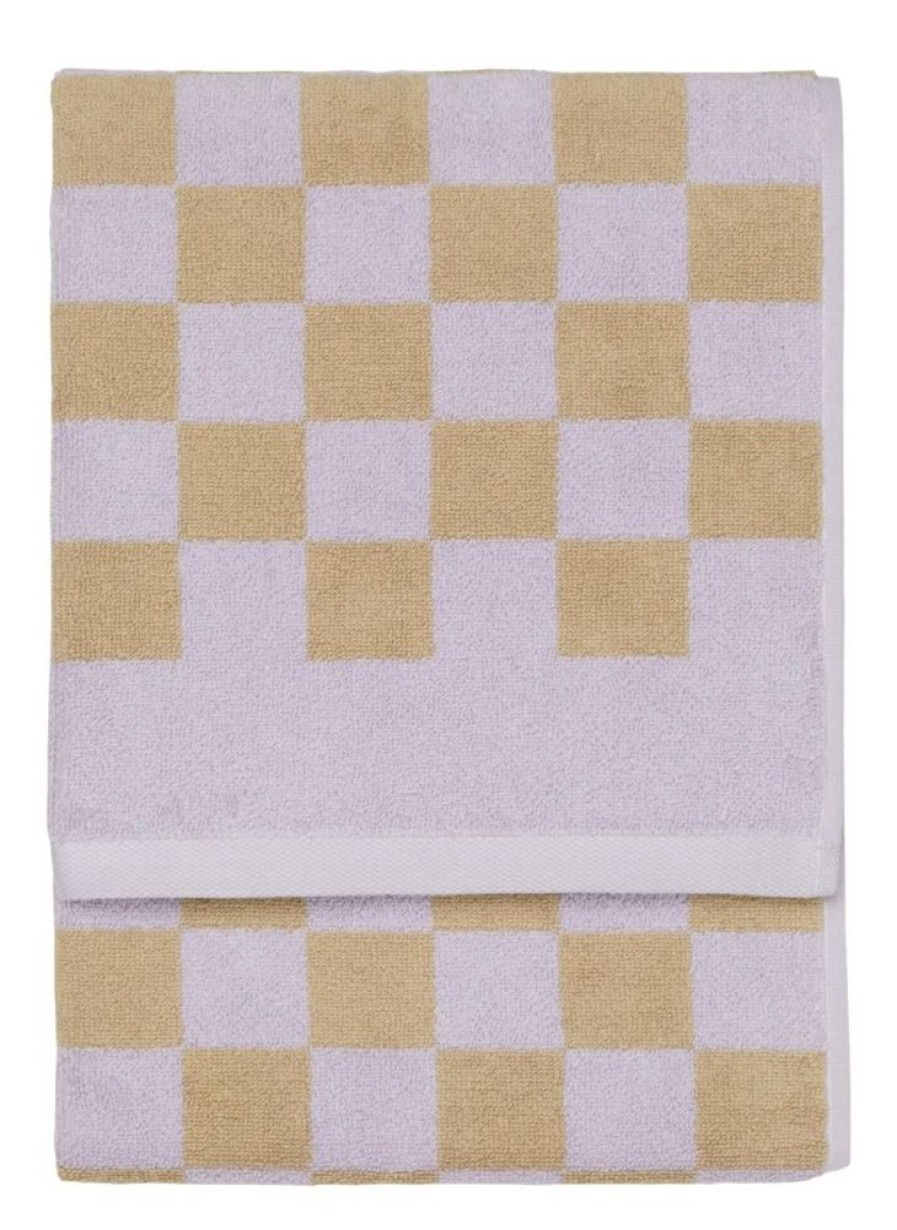 Gastendoekjes | Marc O'Polo Gastendoekjes Marc O'Polo Checker Lila Gastendoek 30 X 50 Cm