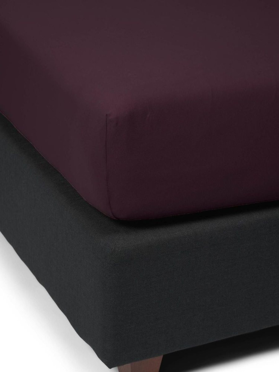 Hoeslakens | ESSENZA Hoeslakens Essenza The Perfect Organic Jersey Hoeslaken Burgundy 90-100 X 200-220 Cm