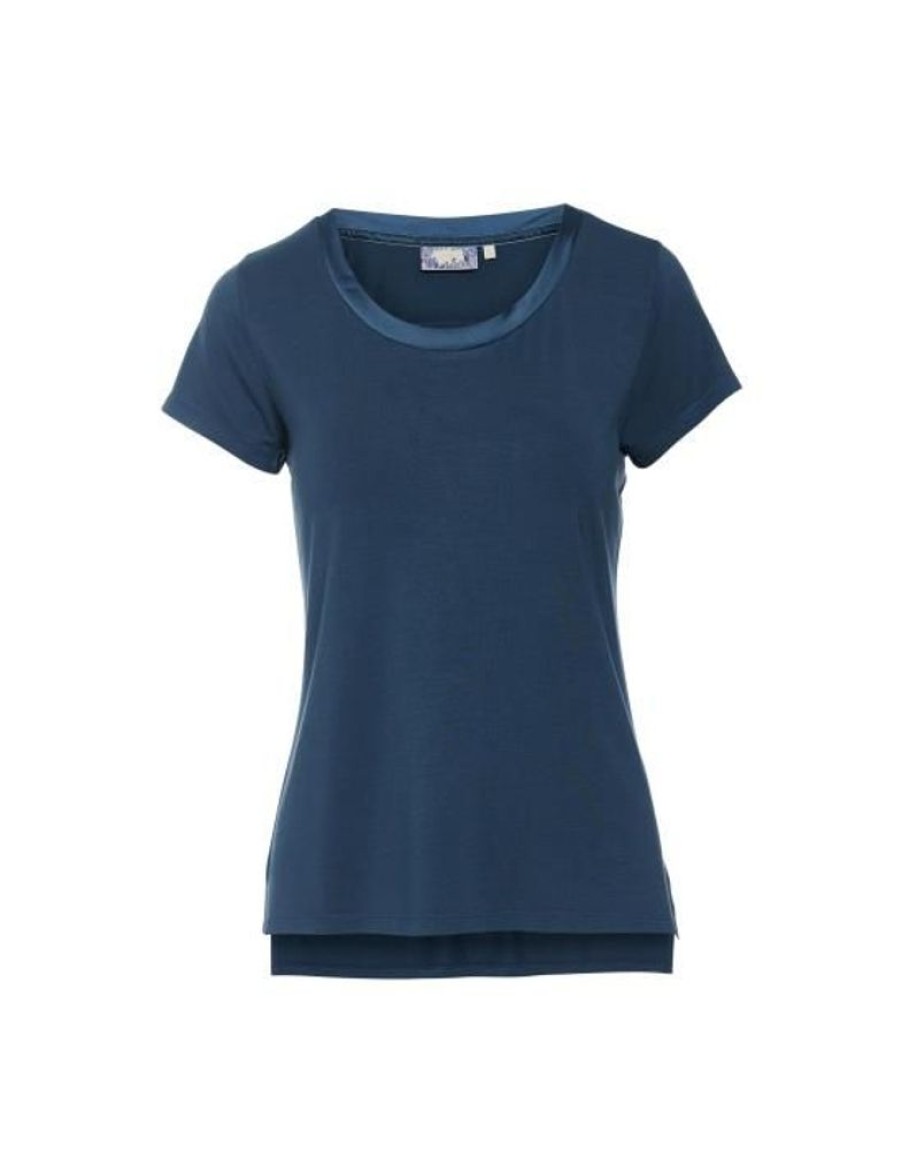 Shirts En Tops | ESSENZA Shirts En Tops Essenza Luyza Uni Sloe Blue Top Korte Mouw S