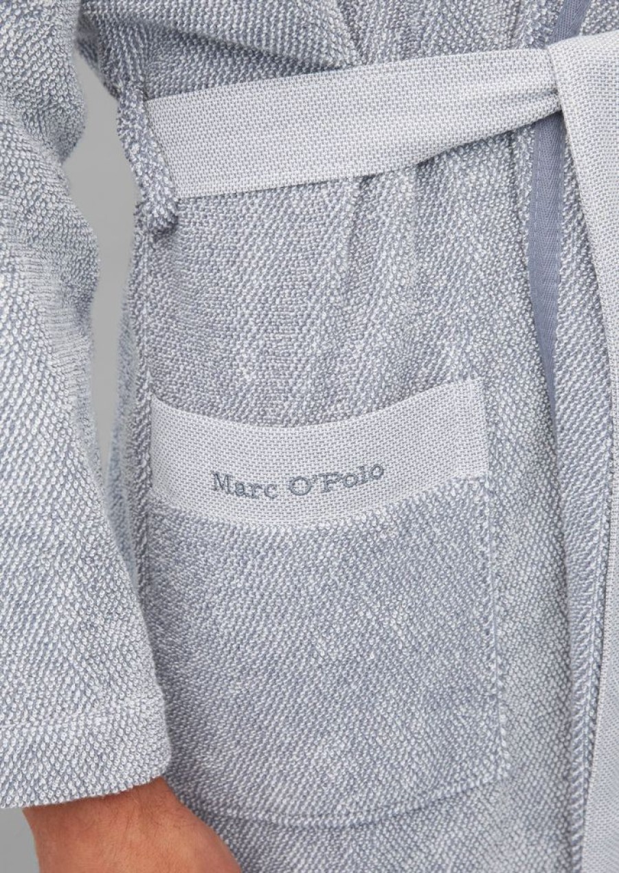 Badjassen | Marc O'Polo Badjassen Marc O'Polo Melange Badjas Smoke Blue/Off White M