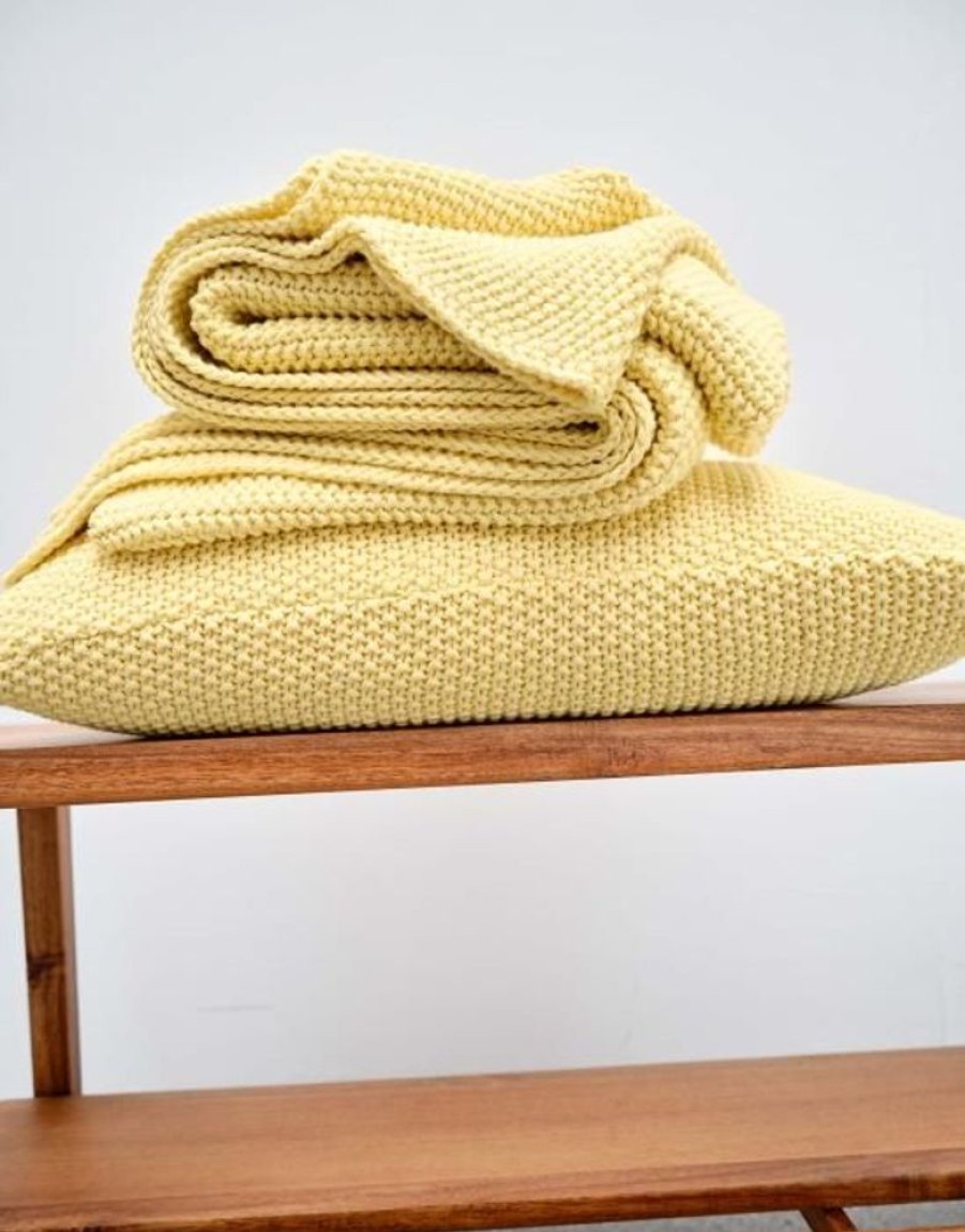 Plaids | Marc O'Polo Plaids Marc O'Polo Nordic Knit Pale Yellow Plaid 130 X 170 Cm