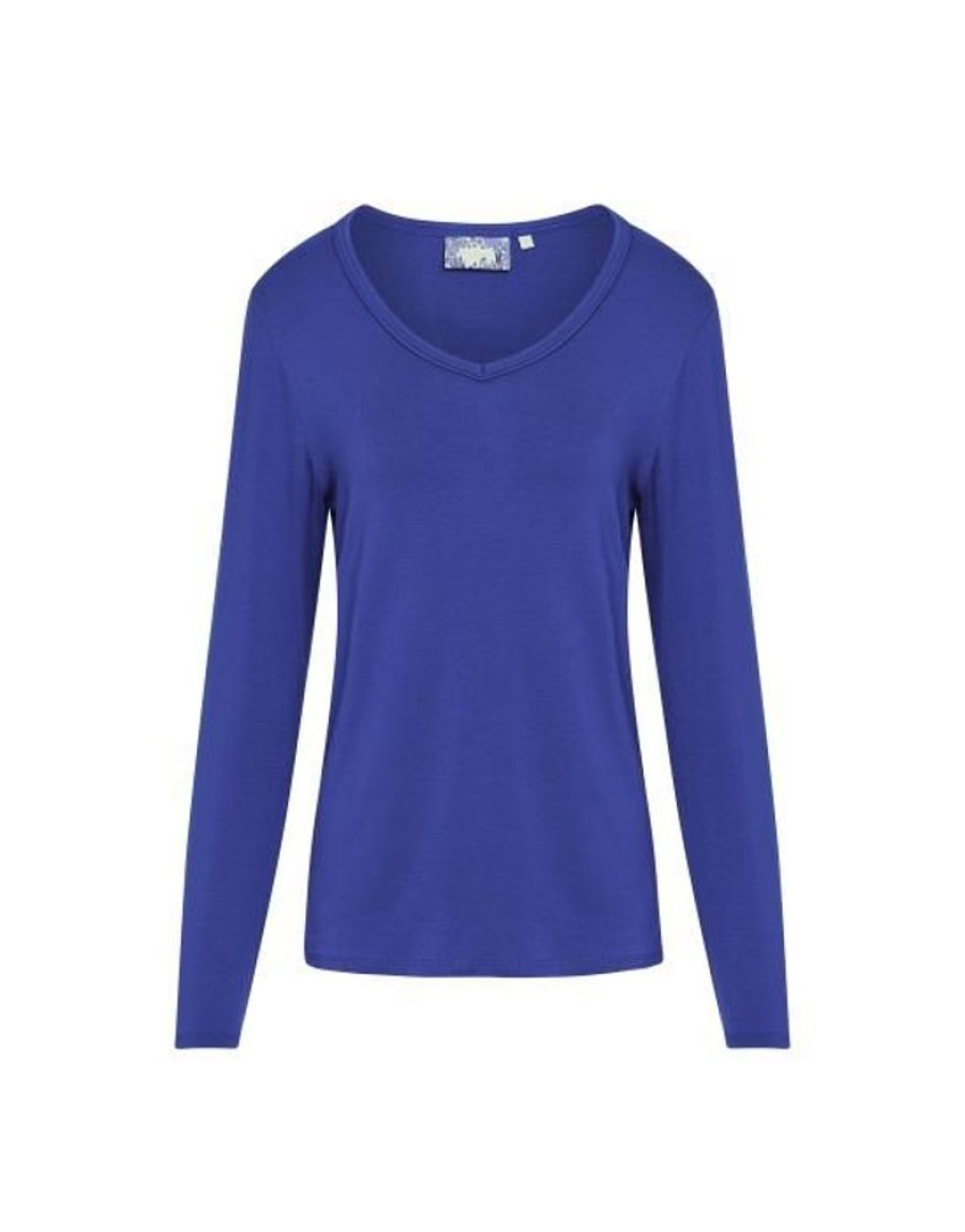 Shirts En Tops | ESSENZA Shirts En Tops Essenza Eva Uni Cobalt Blue Top Lange Mouw Xxl