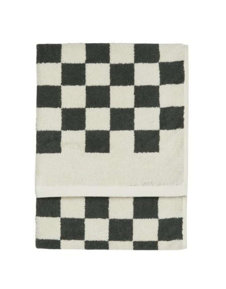 Handdoeken | Marc O'Polo Handdoeken Marc O'Polo Checker Antraciet Handdoek 50 X 100 Cm