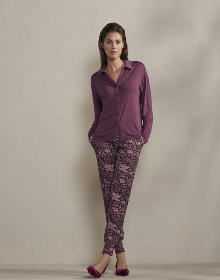 Broeken | ESSENZA Broeken Essenza Jules Ophelia Plum Wine Lange Broek Xl