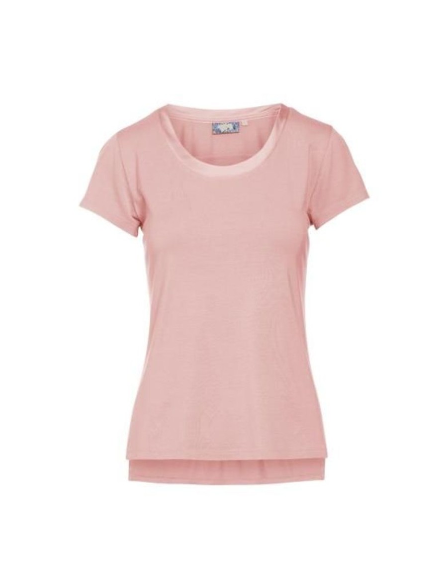 Shirts En Tops | ESSENZA Shirts En Tops Essenza Luyza Uni Pink Sand Top Korte Mouw M