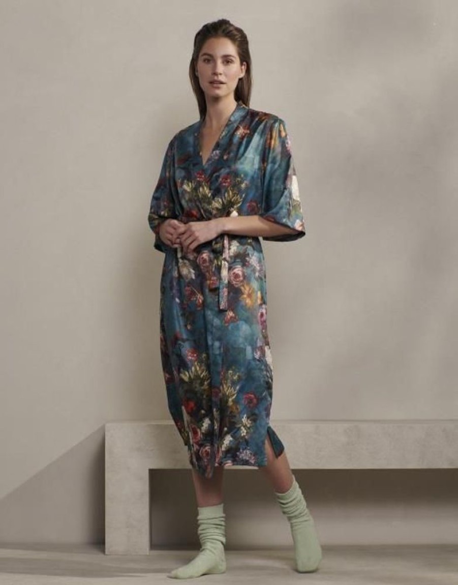 Kimono'S | ESSENZA Kimono'S Essenza Ilona Karli Deep Sea Blue Kimono Xs