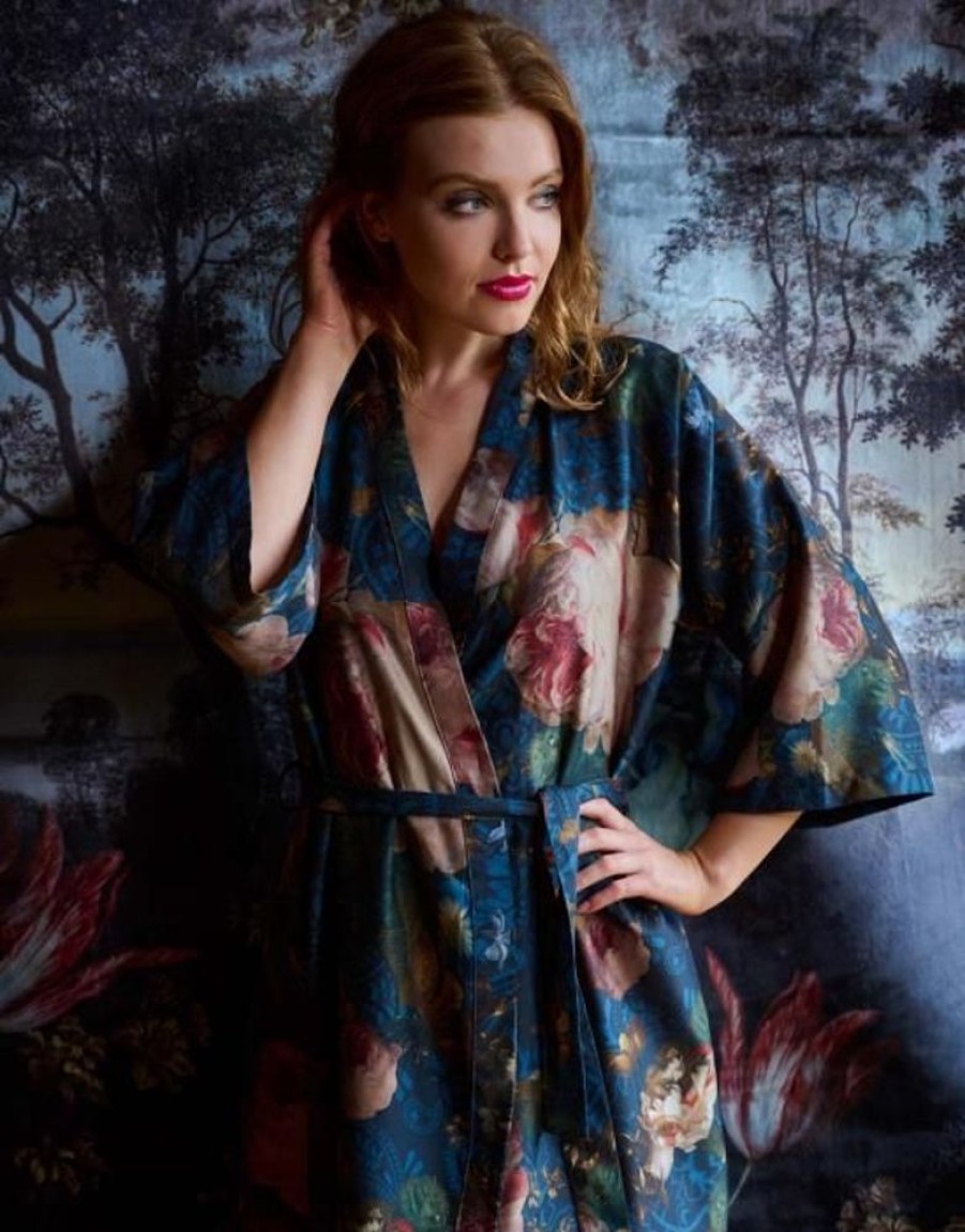 Kimono'S | ESSENZA Kimono'S Essenza Jula Gallery Of Roses Kimono Nightblue S