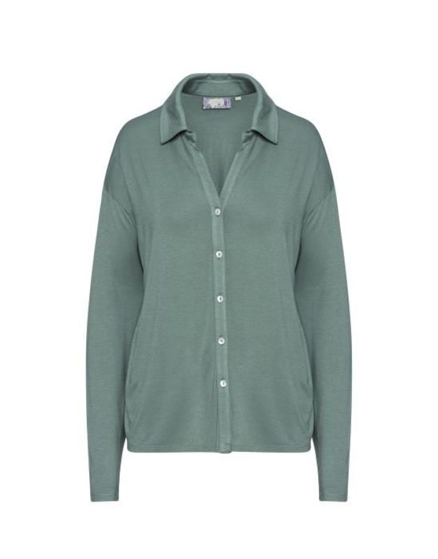 Shirts En Tops | ESSENZA Shirts En Tops Essenza Kae Uni Reef Green Top Lange Mouw S