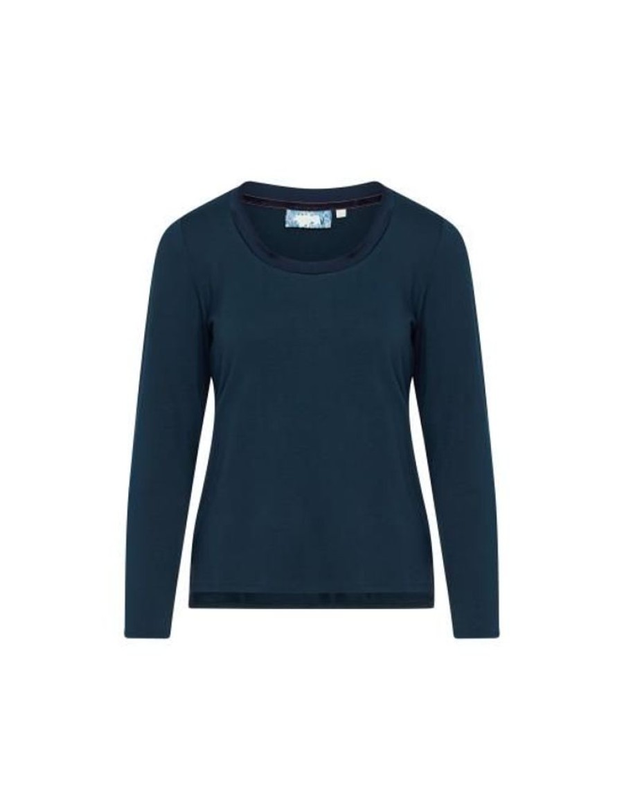 Shirts En Tops | ESSENZA Shirts En Tops Essenza Luyza Uni Darkest Blue Top Lange Mouw L