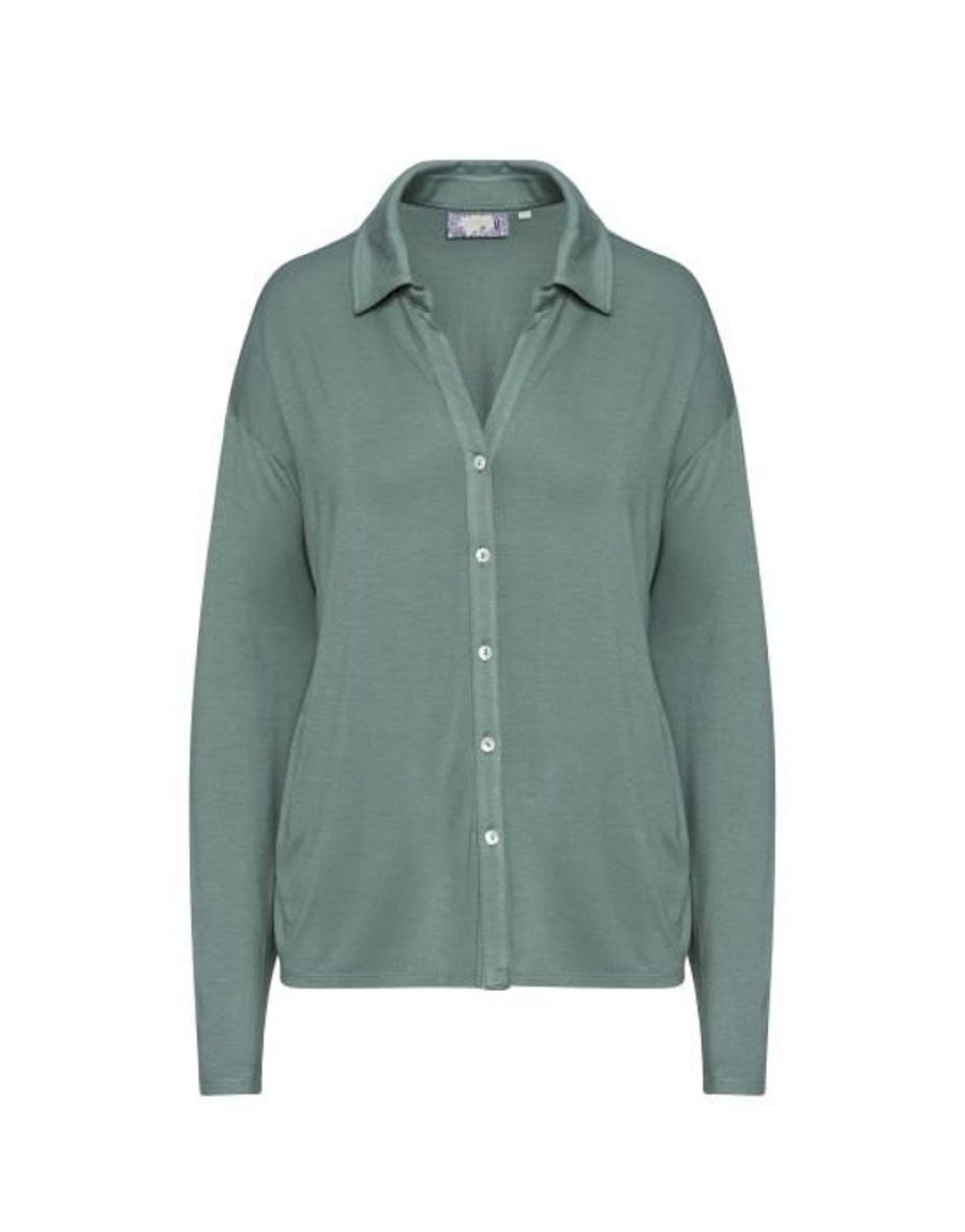 Shirts En Tops | ESSENZA Shirts En Tops Essenza Kae Uni Reef Green Top Lange Mouw Xs