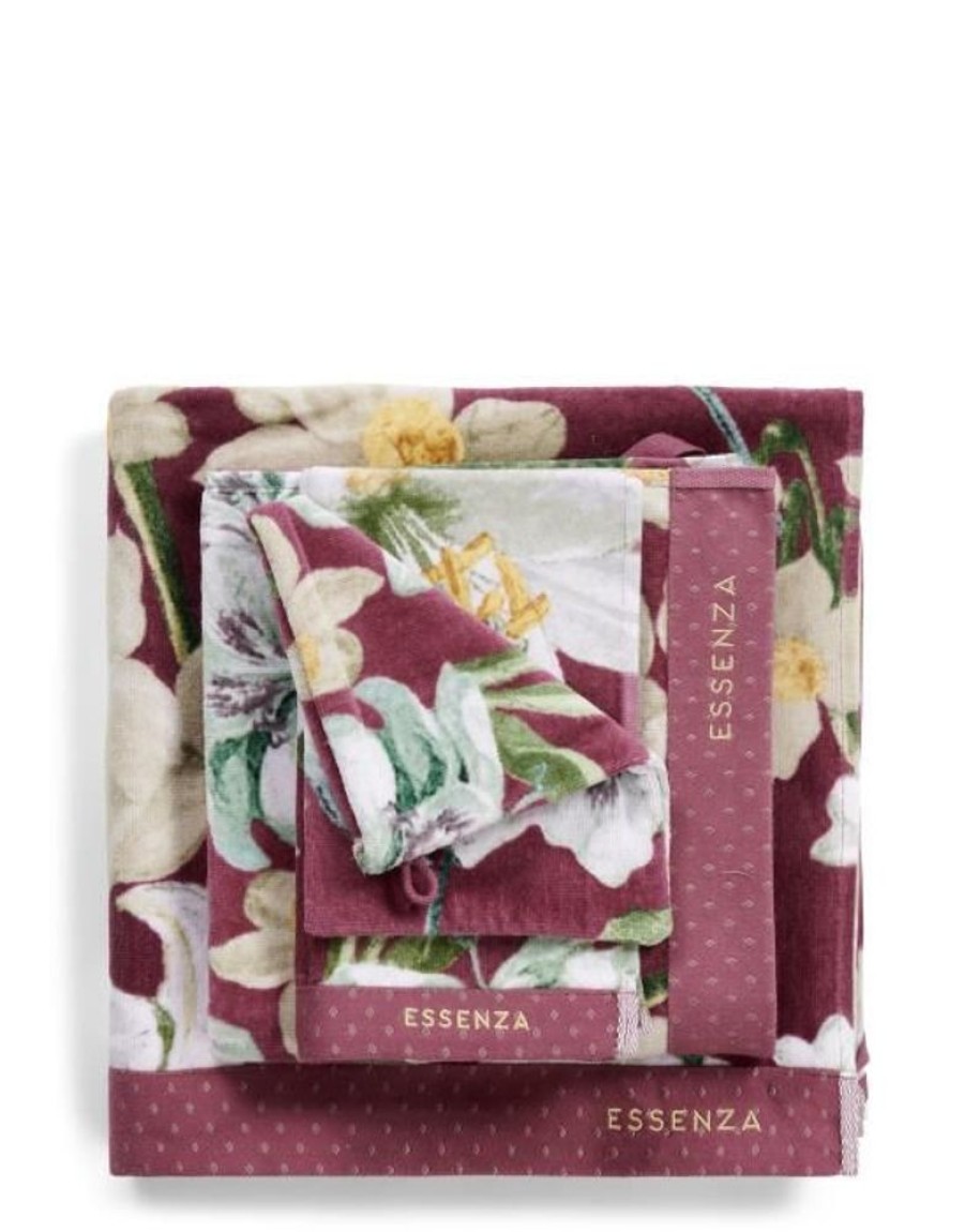 Washandjes | ESSENZA Washandjes Essenza Rosalee Washand Plum 16 X 22 Cm