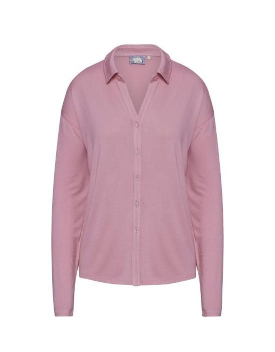 Shirts En Tops | ESSENZA Shirts En Tops Essenza Kae Uni Flowering Pink Top Lange Mouw Xl