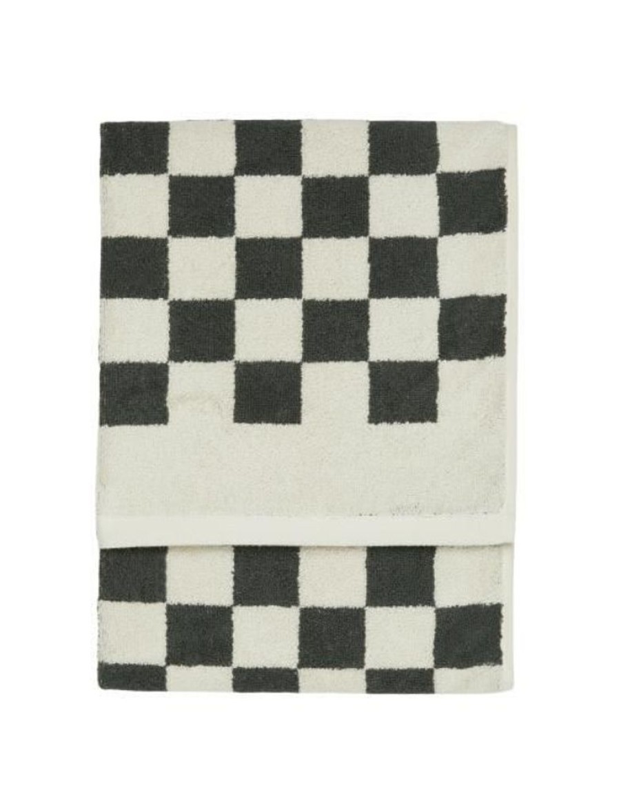 Handdoeken | Marc O'Polo Handdoeken Marc O'Polo Checker Antraciet Handdoek 70 X 140 Cm