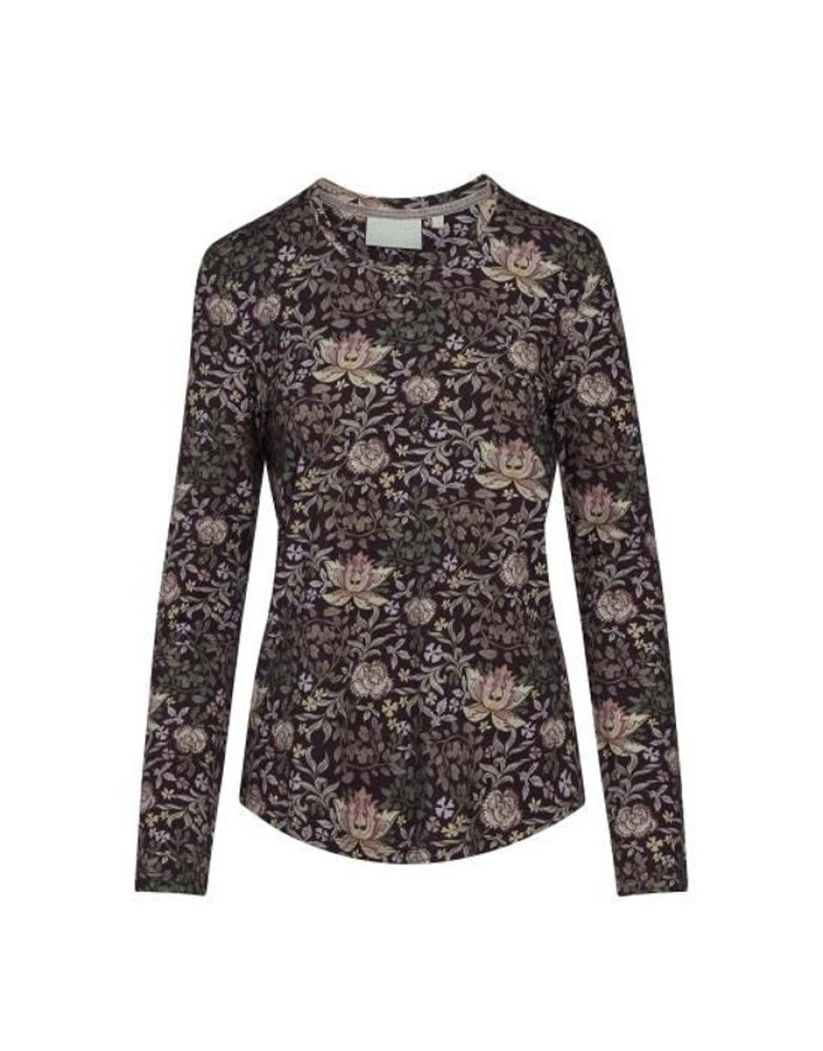 Shirts En Tops | ESSENZA Shirts En Tops Essenza Waona Ophelia Plum Wine Top Lange Mouw Xl