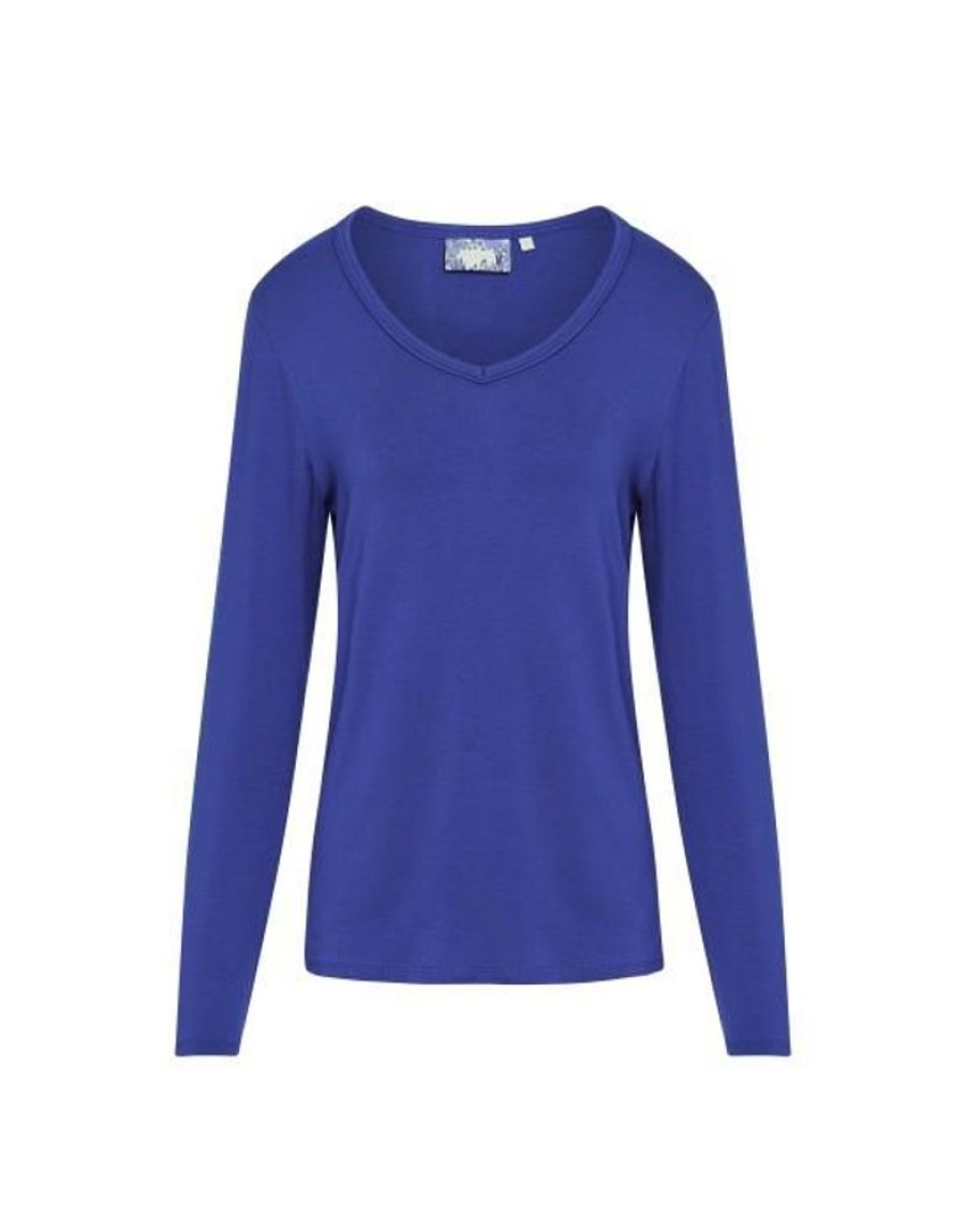 Shirts En Tops | ESSENZA Shirts En Tops Essenza Eva Uni Cobalt Blue Top Lange Mouw M